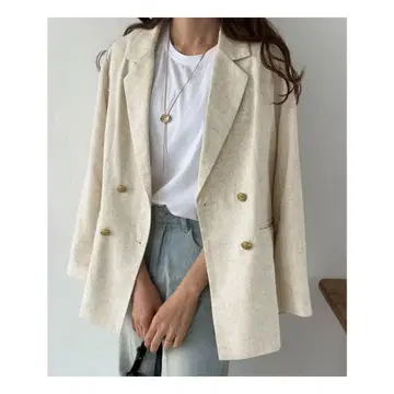 LAUIR / 금장 버튼 린넨 혼방 셔츠 자켓