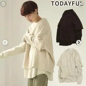 TODAYFUL(투데이풀) 레이어드 코튼 맨투맨 베이지 새상품급