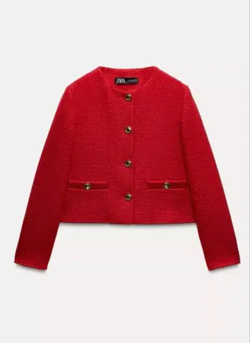 ZARA 트위드 자켓 레드 XS