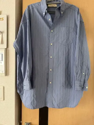 BEAMS BOY 스트라이프 긴팔 셔츠 파랑