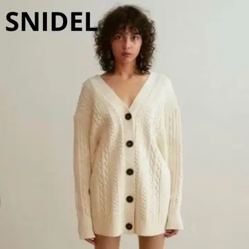 snidel 스나이델 케이블 니트 원피스 가디건