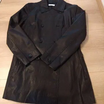 새상품급 블랙 가죽 더블 브레스트 자켓