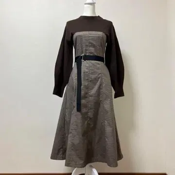 라그나문 롱 원피스 도킹 니트 브라운 가을 겨울 성인