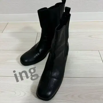 새상품급 ing잉그 사이드 고어 부츠 블랙 소가죽 23.5