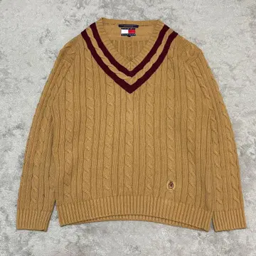 TOMMY HILFIGER 케이블 니트 M 사이즈 브라운 BY24