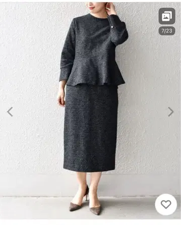 SHIPS 트위드 페플럼 셋업 상의 단시간 스커트 미사용