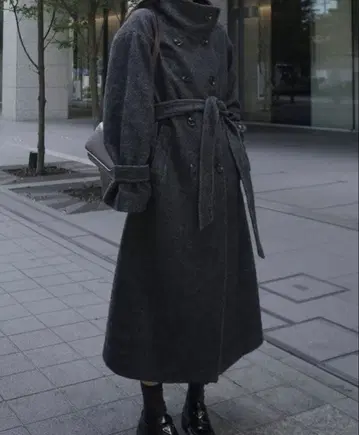 [ VIS ] 비슈 샤기 스탠드 카라 롱 코트/패브릭 샤기 코트