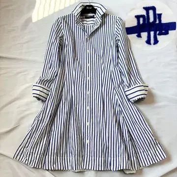 새상품급 현행 폴로 랄프로렌 무릎 기장 셔츠 원피스 스트라이프 로고