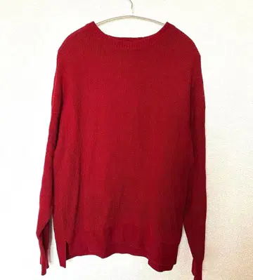 리브 니트 빨간색 스웨터