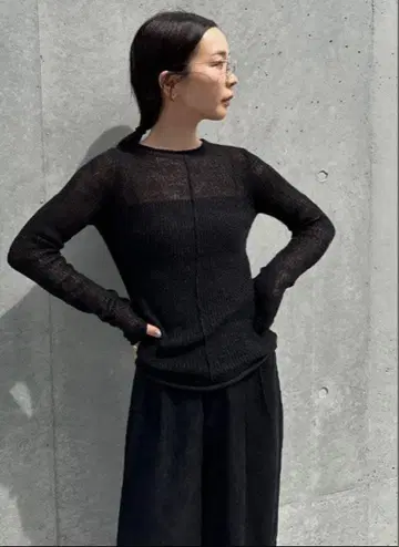 [새상품] select moca by son 센터라인 시어 니트 블랙