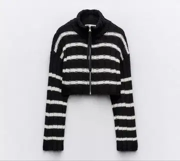 ZARA 스트라이프 크롭 니트 가디건