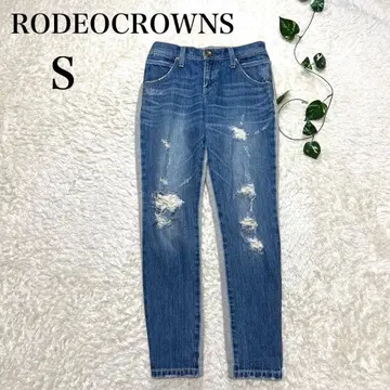 로데오 크라운 스트레이트 데님 데미지 S 코튼 100%