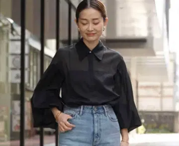 DeuxiemeClasse 시스루 벌룬 슬리브 셔츠 블랙