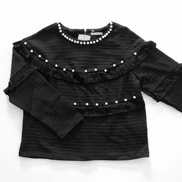 미사용 새상품 여성용 상의 장식 블랙 긴팔