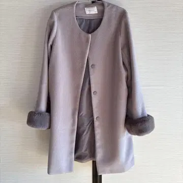 라이트 퍼플 그레이 퍼 코트