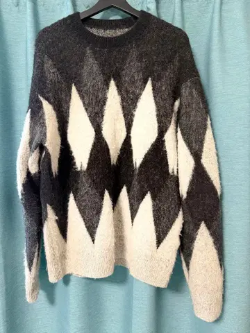 ALLSAINTS 블랙 화이트 다이아몬드 니트 L 사이즈