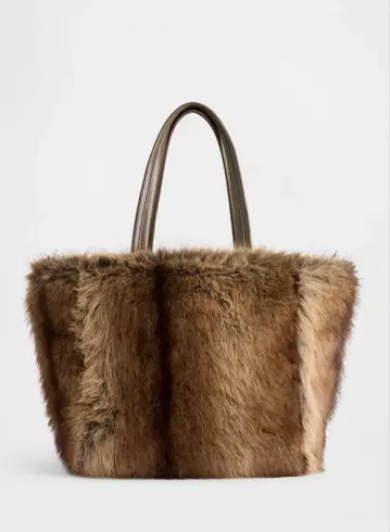 GAP 새상품 인조 모피 토트백 내추럴