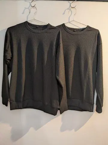 무인양품 2벌 신사 UV컷 건조하기 쉬운 와플 크루넥 긴팔 T셔츠