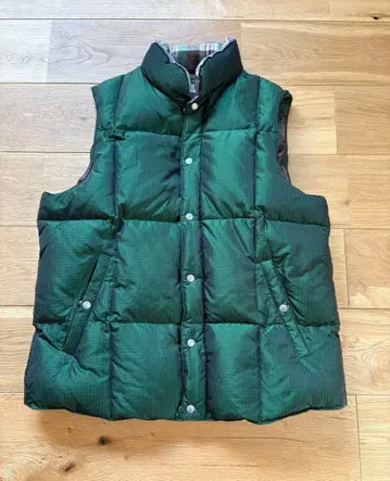 [ VUMPS ] 남성용 다운 베스트 그린 체크