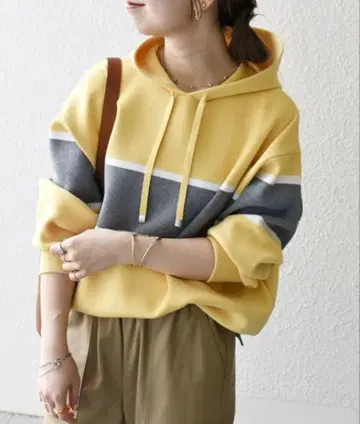 [ SHIPS any ] [ 손세탁 가능 ] 패널 보더 후디 니트