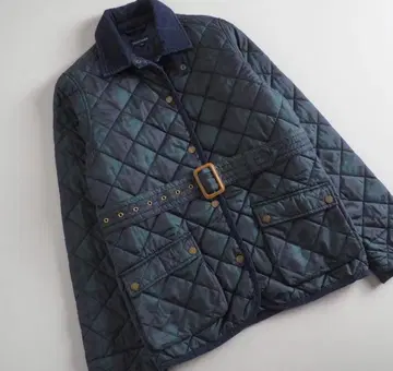 랄프 로렌 퀼팅 자켓 블랙워치 옷깃 코듀로이