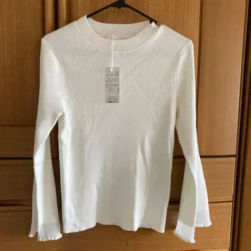 [ any sis ] 화이트 리브 긴팔 상의 M