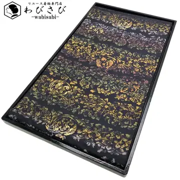 후쿠로 오비 오리엔탈 꽃+덩굴 패턴 그라데이션 블랙 컬러 O-2608