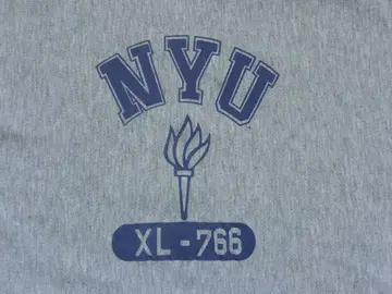 90s 자수 택 챔피온 리버스 위브 NYU 러버 프린트 XL