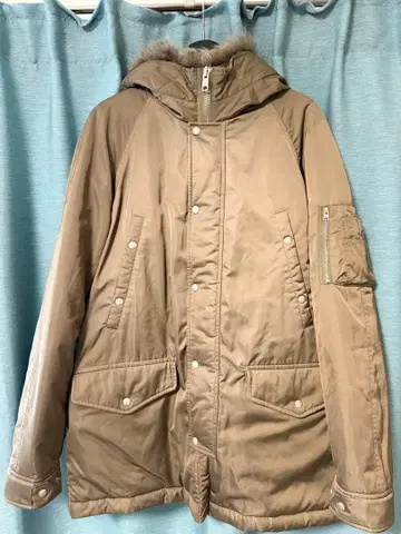 Allsaints 브라운 후드 부착 모즈 코트 M 사이즈