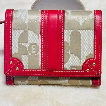 미사용품 ELLE[엘르] 코랄 핑크 접이식 지갑 코인 케이스 로고 포함