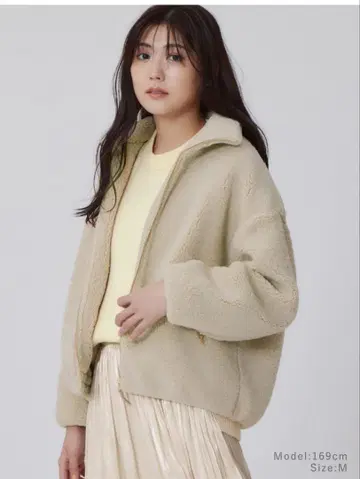 플라스테 PLST 스탠드 카라 보아 블루종 베이지