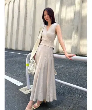 미사용 FRAY I.D 프레이 아이디 리브 니트 콤비 원피스