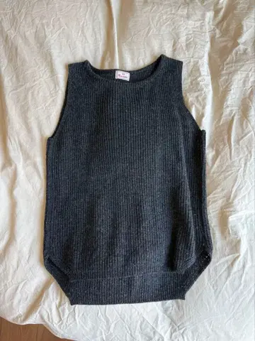 다크 그레이 리브 니트 베스트 프리 사이즈