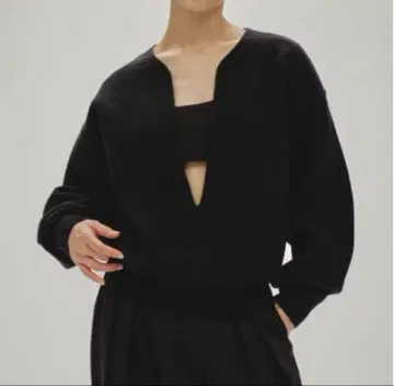 TODAYFUL Slit Neck Knit 블랙