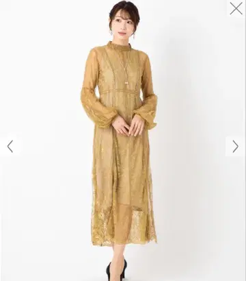 FRAY I.D 골드 레이스 롱 원피스