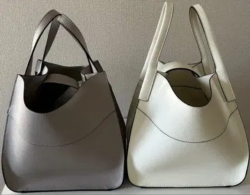 그레이 화이트 가죽 토트백