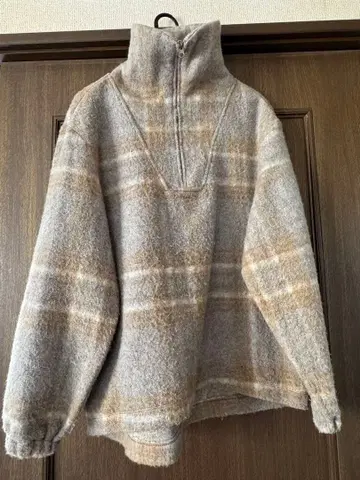 ZARA 플리스 자켓 S 사이즈 그레이 베이지 체크