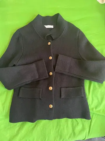 블랙 리브 긴팔 니트 자켓