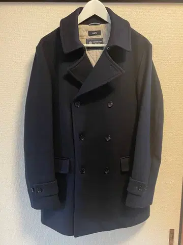 SHIPS 울 100% 더블 브레스트 피코트 네이비 사이즈 XL