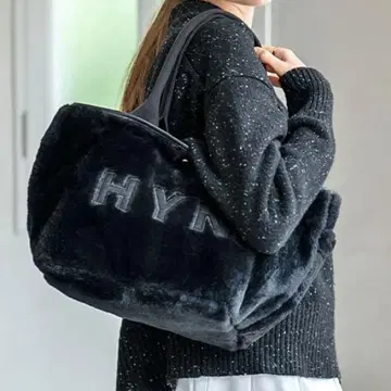새상품급 HYN 헤이니 퍼 백 베넬 L 사이즈 A4 대응 블랙