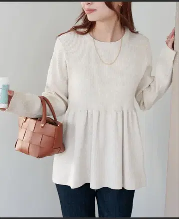 DISCOAT 리브 절개 페플럼 풀오버