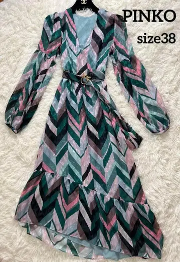 PINKO 핑코 셰브론 스트라이프 비대칭 드레스 원피스