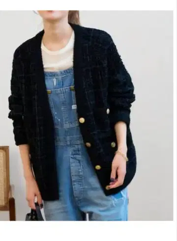 FRAMe WORK 트위드 니트 가디건 네이비