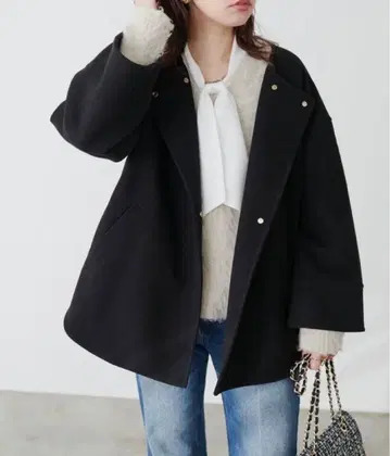 고급 미들 기장 토퍼 코트