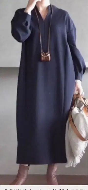 [ OWAUNO ] 키넥 더블 크로스 원피스 (네이비)