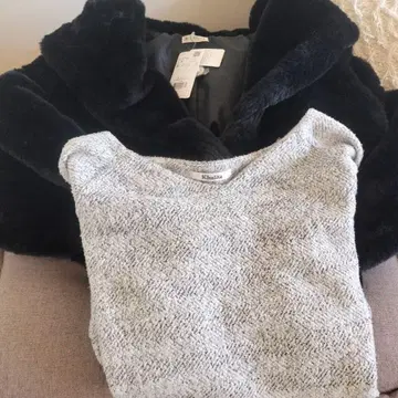 axes femme 블랙 코트와 Khalia 그레이 긴팔 니트 세트