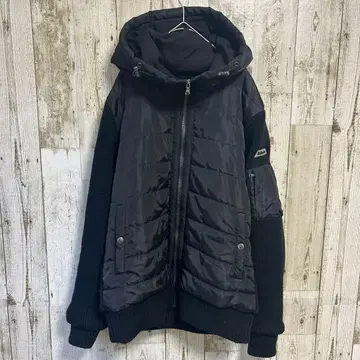 베린다 BELINDA 블루종 충전솜 니트 절개 블랙 L 사이즈