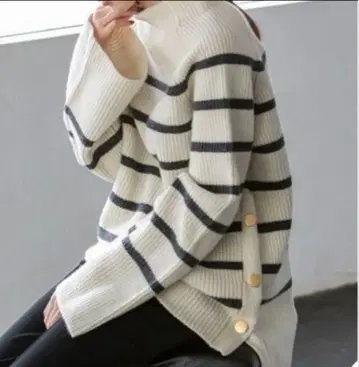 NOBLE 노블 라무즈울 5G 보더 니트