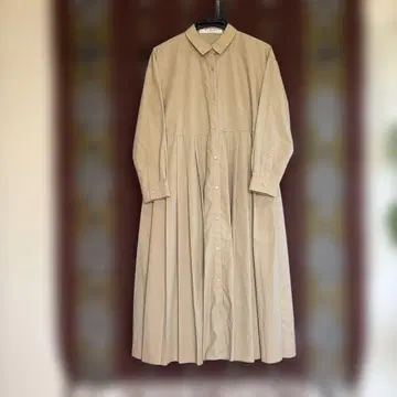 베이지 긴팔 셔츠 원피스