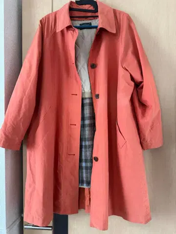 뉴요커 오렌지 롱 코트 퀼팅